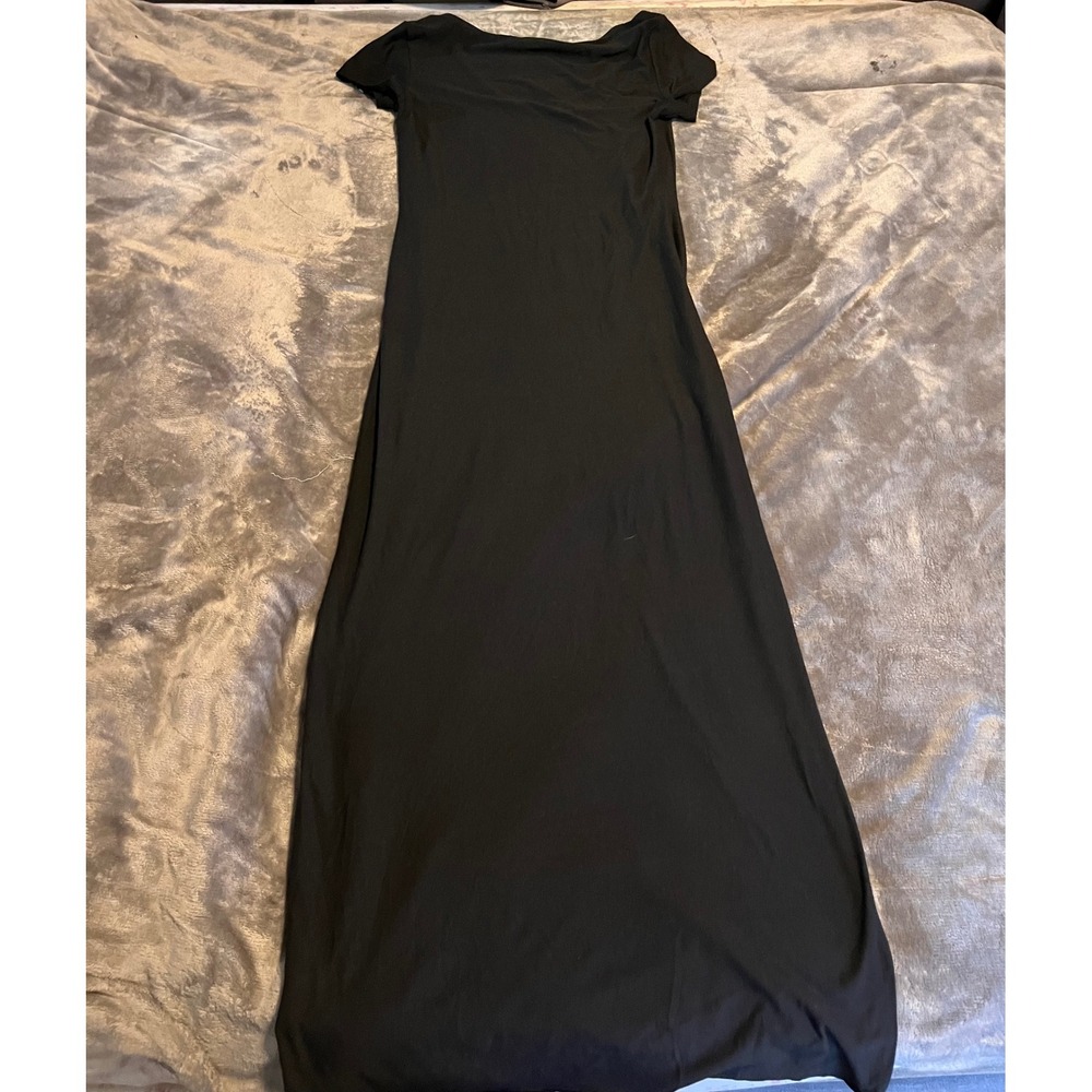 No Boundaries Womens Black V-Neck Short Sleeve Maxi Dress Size S 4-6 - Picture 4 of 4